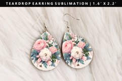 Flower Teardrop Earring Sublimation PNG Design Product Image 1