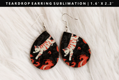 Colored Cats eardrop Earring Sublimation PNG Design Product Image 1
