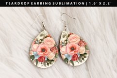 Flower Teardrop Earring Sublimation PNG Design Product Image 1