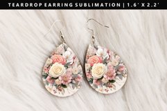 Flower Teardrop Earring Sublimation PNG Design Product Image 1
