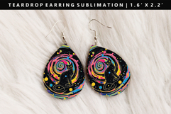 Colored Cats eardrop Earring Sublimation PNG Design Product Image 1