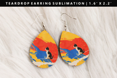 Colored Cats eardrop Earring Sublimation PNG Design Product Image 1