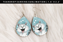 Colored Cats eardrop Earring Sublimation PNG Design Product Image 1