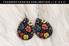 Flower Teardrop Earring Sublimation PNG Design Product Image 1