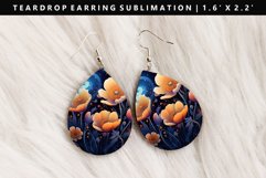 Flower Teardrop Earring Sublimation PNG Design Product Image 1