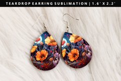 Flower Teardrop Earring Sublimation PNG Design Product Image 1