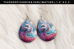 Colored Cats eardrop Earring Sublimation PNG Design Product Image 1