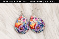 Flower Teardrop Earring Sublimation PNG Design Product Image 1
