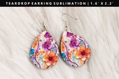Flower Teardrop Earring Sublimation PNG Design Product Image 1