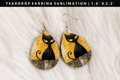 Cats eardrop Earring Sublimation PNG Design Product Image 1