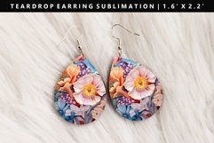 Flower Teardrop Earring Sublimation PNG Design Product Image 1