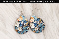 Flower Teardrop Earring Sublimation PNG Design Product Image 1
