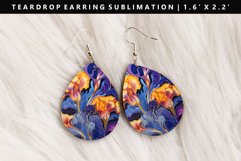 Flower Teardrop Earring Sublimation PNG Design Product Image 1