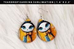 Cats eardrop Earring Sublimation PNG Design Product Image 1