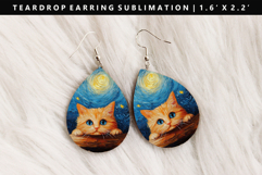 Cats eardrop Earring Sublimation PNG Design Product Image 1