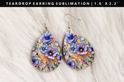 Flower Teardrop Earring Sublimation PNG Design Product Image 1