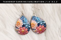 Flower Teardrop Earring Sublimation PNG Design Product Image 1