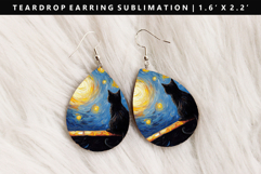 Cats eardrop Earring Sublimation PNG Design Product Image 1
