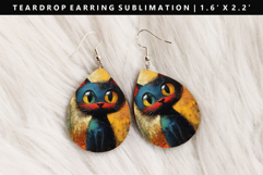 Cats eardrop Earring Sublimation PNG Design Product Image 1