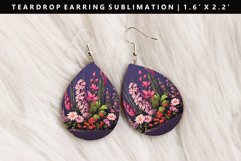 Flower Teardrop Earring Sublimation PNG Design Product Image 1