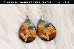 Cats eardrop Earring Sublimation PNG Design Product Image 1