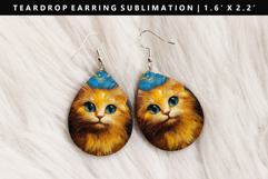 Cats eardrop Earring Sublimation PNG Design Product Image 1