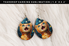 Cats eardrop Earring Sublimation PNG Design Product Image 1