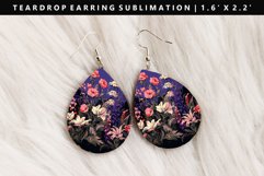 Flower Teardrop Earring Sublimation PNG Design Product Image 1