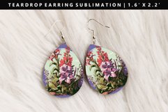 Flower Teardrop Earring Sublimation PNG Design Product Image 1