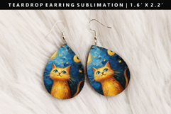Cats eardrop Earring Sublimation PNG Design Product Image 1