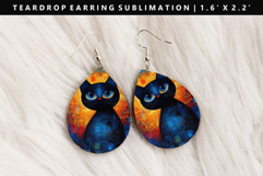 Cats eardrop Earring Sublimation PNG Design Product Image 1