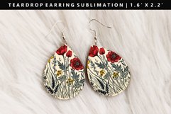 Flower Teardrop Earring Sublimation PNG Design Product Image 1