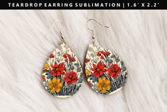 Flower Teardrop Earring Sublimation PNG Design Product Image 1