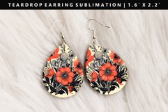 Flower Teardrop Earring Sublimation PNG Design Product Image 1