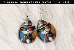 Cats eardrop Earring Sublimation PNG Design Product Image 1