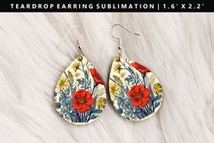 Flower Teardrop Earring Sublimation PNG Design Product Image 1