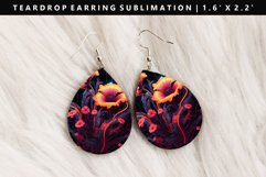 Flower Teardrop Earring Sublimation PNG Design Product Image 1