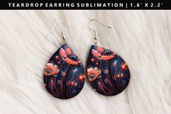 Flower Teardrop Earring Sublimation PNG Design Product Image 1
