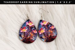 Flower Teardrop Earring Sublimation PNG Design Product Image 1