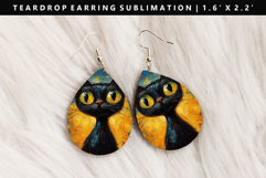 Cats eardrop Earring Sublimation PNG Design Product Image 1