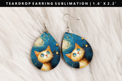 Cats eardrop Earring Sublimation PNG Design Product Image 1