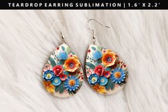 Flower Teardrop Earring Sublimation PNG Design Product Image 1