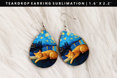 Cats eardrop Earring Sublimation PNG Design Product Image 1