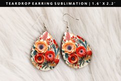 Flower Teardrop Earring Sublimation PNG Design Product Image 1
