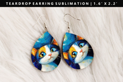 Cats eardrop Earring Sublimation PNG Design Product Image 1