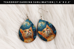 Cats eardrop Earring Sublimation PNG Design Product Image 1