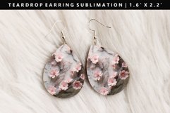 Flower Teardrop Earring Sublimation PNG Design Product Image 1