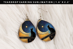 Cats eardrop Earring Sublimation PNG Design Product Image 1