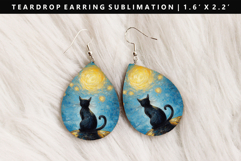 Cats eardrop Earring Sublimation PNG Design Product Image 1
