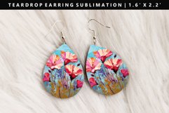 Flower Teardrop Earring Sublimation PNG Design Product Image 1